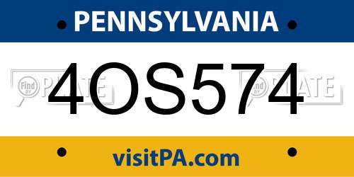 4OS574 Pennsylvania License Plate