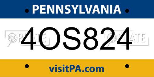 4OS824 Pennsylvania License Plate