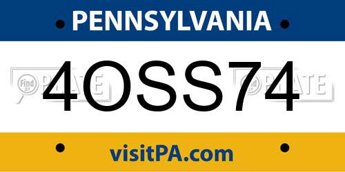 4OSS74 Pennsylvania License Plate