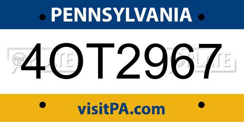 4OT2967 Pennsylvania License Plate