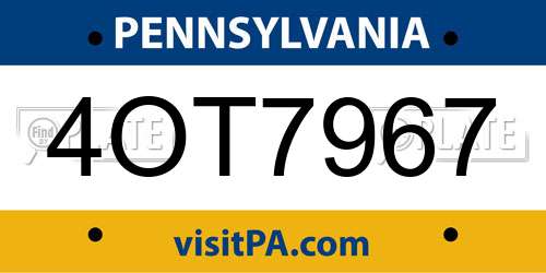 4OT7967 Pennsylvania License Plate