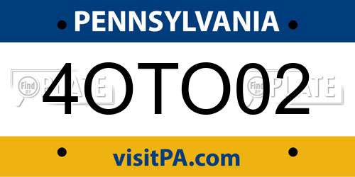4OTO02 Pennsylvania License Plate