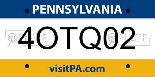4OTQ02 Pennsylvania License Plate
