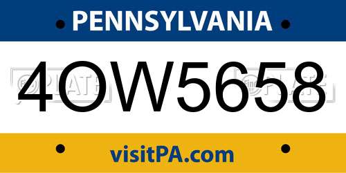 4OW5658 Pennsylvania License Plate