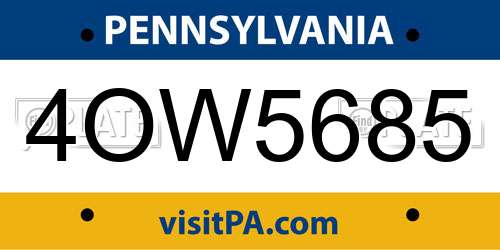 4OW5685 Pennsylvania License Plate