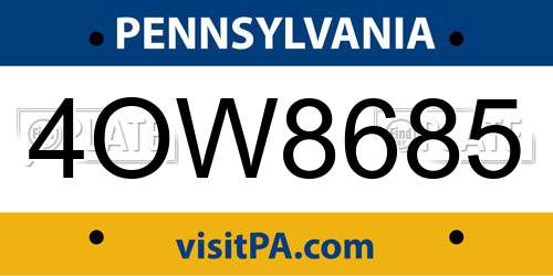 4OW8685 Pennsylvania License Plate