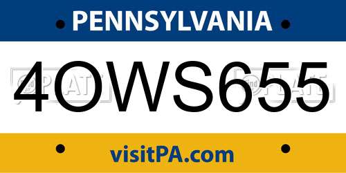 4OWS655 Pennsylvania License Plate