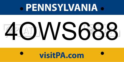 4OWS688 Pennsylvania License Plate