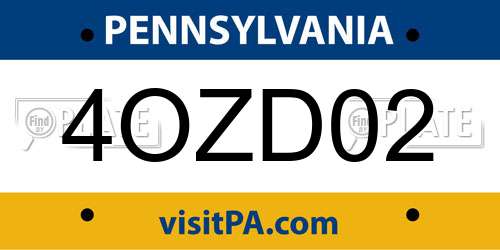 4OZD02 Pennsylvania License Plate