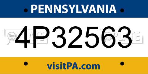 4P32563 Pennsylvania License Plate