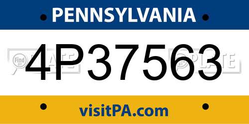 4P37563 Pennsylvania License Plate