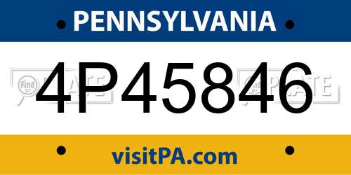 4P45846 Pennsylvania License Plate