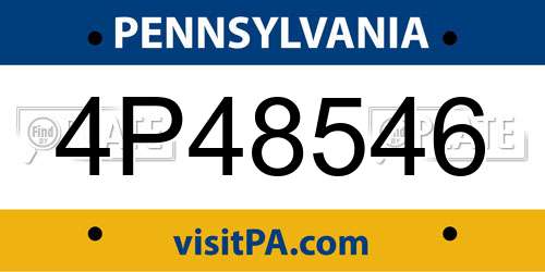 4P48546 Pennsylvania License Plate