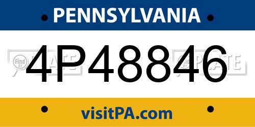 4P48846 Pennsylvania License Plate
