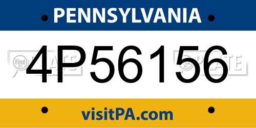 4P56156 Pennsylvania License Plate