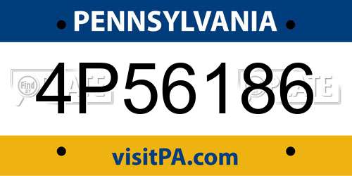 4P56186 Pennsylvania License Plate