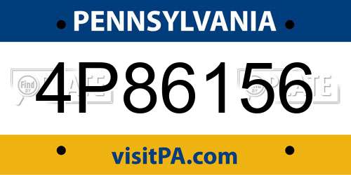 4P86156 Pennsylvania License Plate