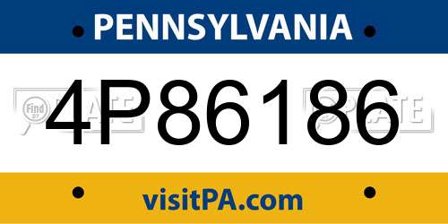 4P86186 Pennsylvania License Plate