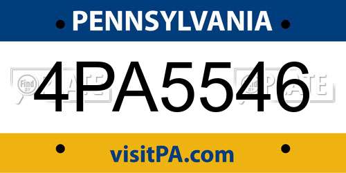 4PA5546 Pennsylvania License Plate
