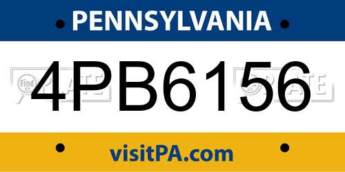 4PB6156 Pennsylvania License Plate