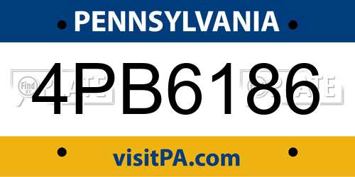 4PB6186 Pennsylvania License Plate