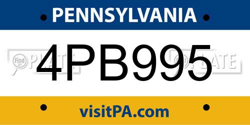 4PB995 Pennsylvania License Plate