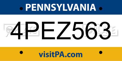 4PEZ563 Pennsylvania License Plate