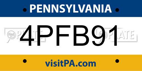 4PFB91 Pennsylvania License Plate