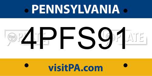 4PFS91 Pennsylvania License Plate