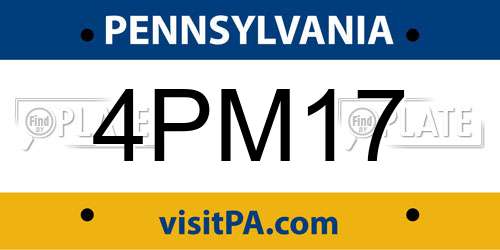 4PM17 Pennsylvania License Plate