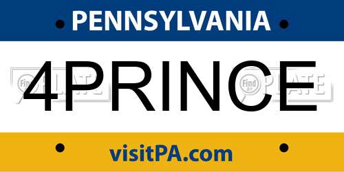 4PRINCE Pennsylvania License Plate