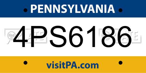 4PS6186 Pennsylvania License Plate
