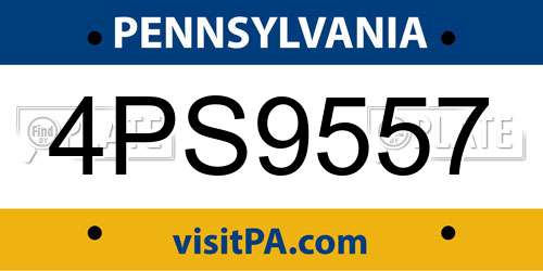 4PS9557 Pennsylvania License Plate