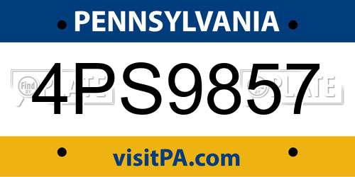 4PS9857 Pennsylvania License Plate