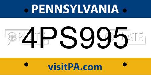 4PS995 Pennsylvania License Plate