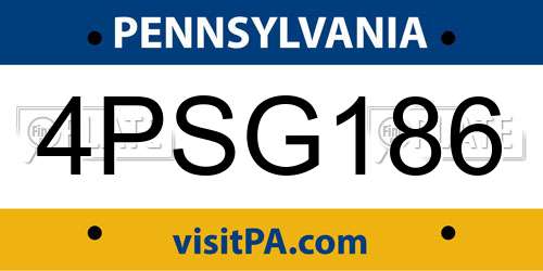 4PSG186 Pennsylvania License Plate