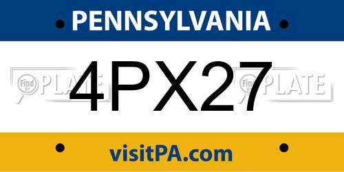 4PX27 Pennsylvania License Plate