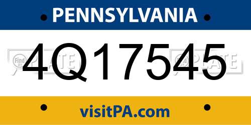 4Q17545 Pennsylvania License Plate