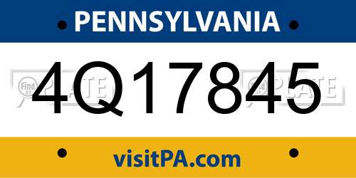 4Q17845 Pennsylvania License Plate