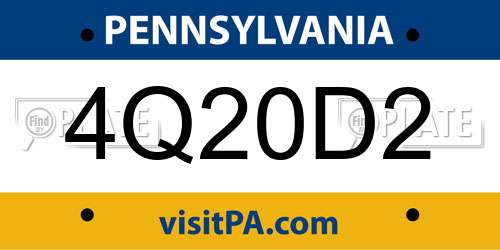 4Q20D2 Pennsylvania License Plate