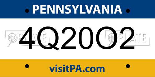 4Q20O2 Pennsylvania License Plate