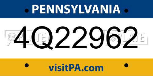 4Q22962 Pennsylvania License Plate
