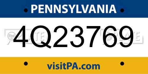4Q23769 Pennsylvania License Plate