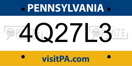 4Q27L3 Pennsylvania License Plate