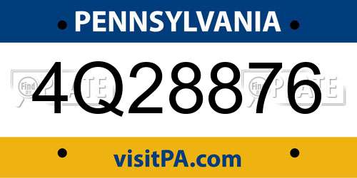 4Q28876 Pennsylvania License Plate