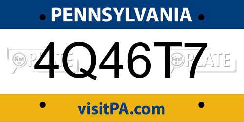 4Q46T7 Pennsylvania License Plate