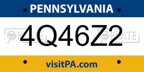 4Q46Z2 Pennsylvania License Plate