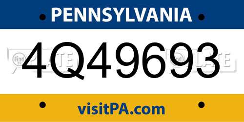 4Q49693 Pennsylvania License Plate