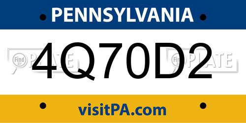 4Q70D2 Pennsylvania License Plate