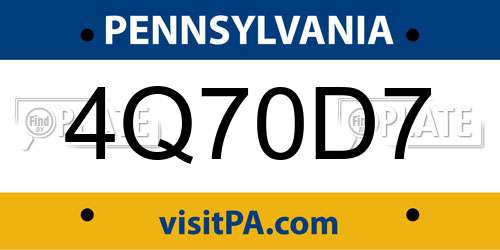 4Q70D7 Pennsylvania License Plate